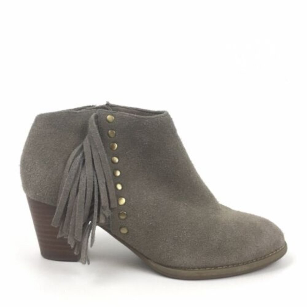Vionic Womens Upright Faros Ankle Boots Leather Fringe Studded Zip